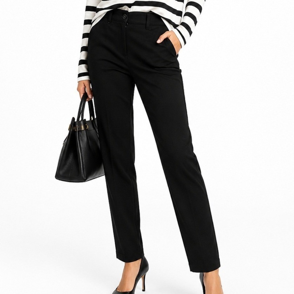 White House Black Market The Slim Pants‎ Black Mid Rise Slim Leg Trousers Size 6